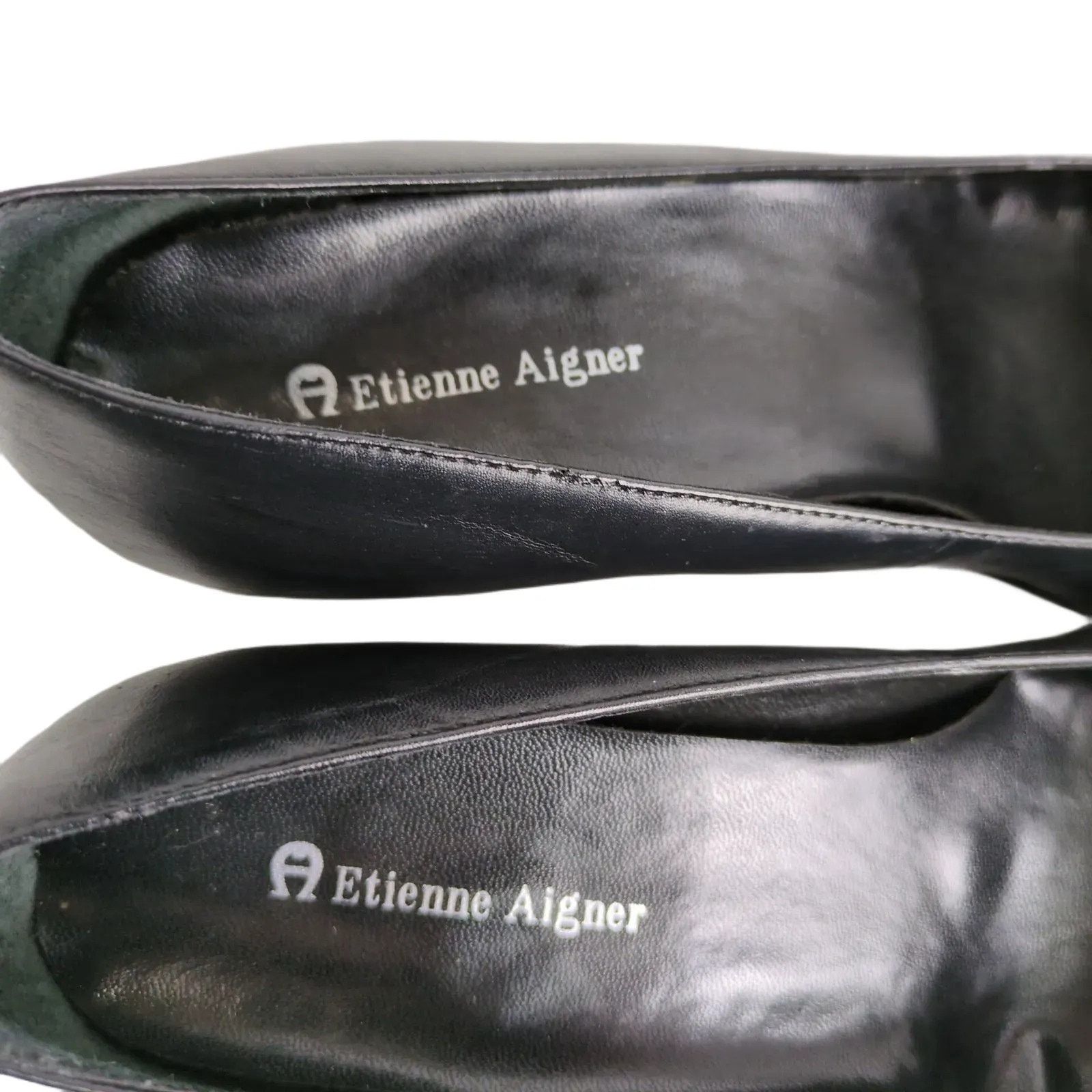 Etienne Aigner Etienne Aigner Sz 8 E-Mozart Square Toe Black Leather Pumps Size US 8 / IT 38 - 6 Thumbnail