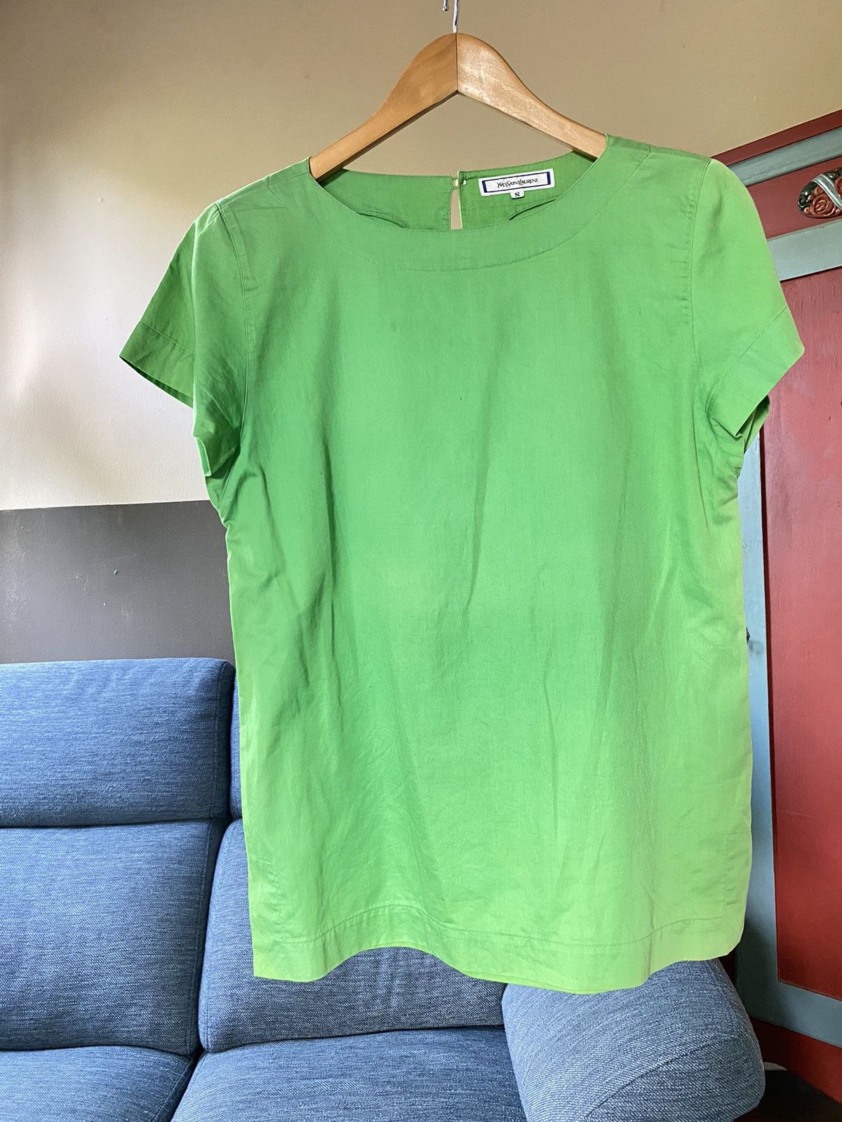 Yves Saint Laurent YVES SAINT LAURENT YSL Bright Green Satin Blouse Size S / US 4 / IT 40 - 14 Thumbnail