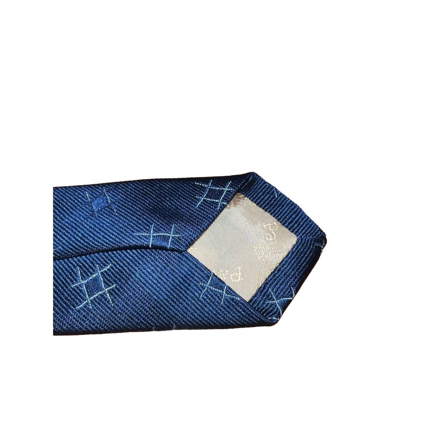 Paul Stuart Paul Stuart Navy Tick Tack Toe Print 100% Silk Handmade Neck Size ONE SIZE - 6 Thumbnail