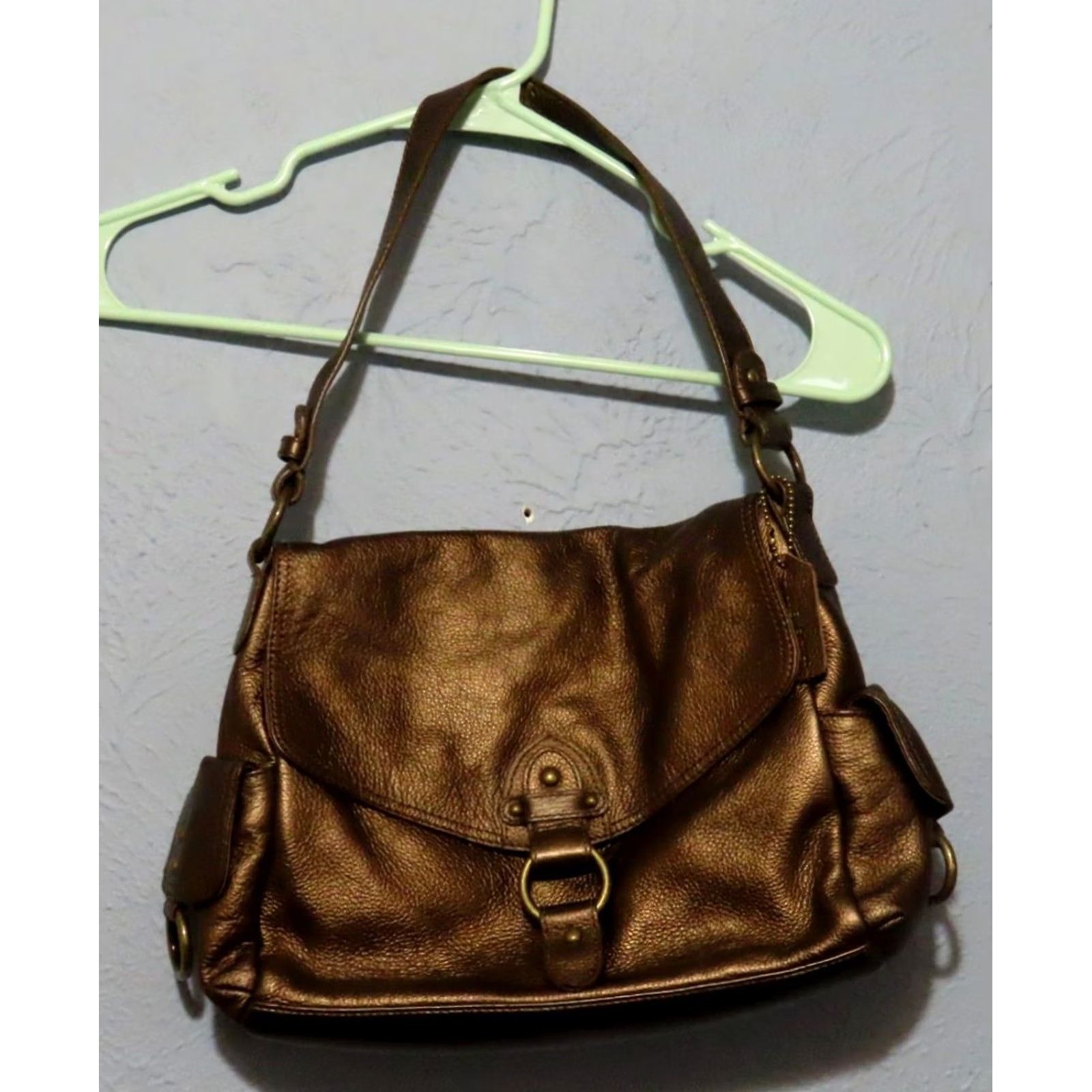 Vintage St. John's Bay Pebbled Genuine Leather Bronze Shoulder Bag Purse Size ONE SIZE - 2 Thumbnail