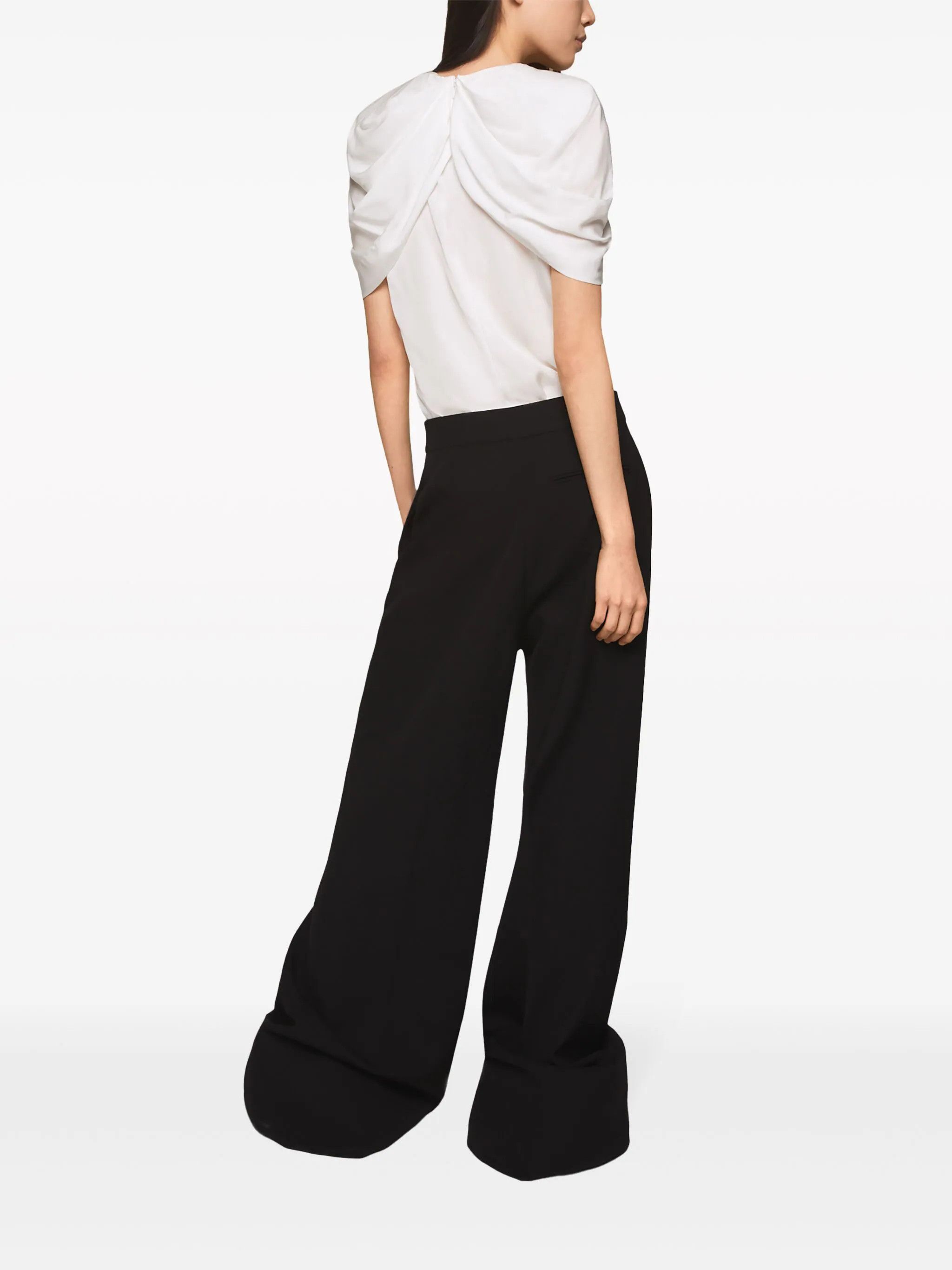 Stella McCartney o1s22i1n1024 Petal Sleeves Satin Blouse in White Size S / US 4 / IT 40 - 3 Thumbnail
