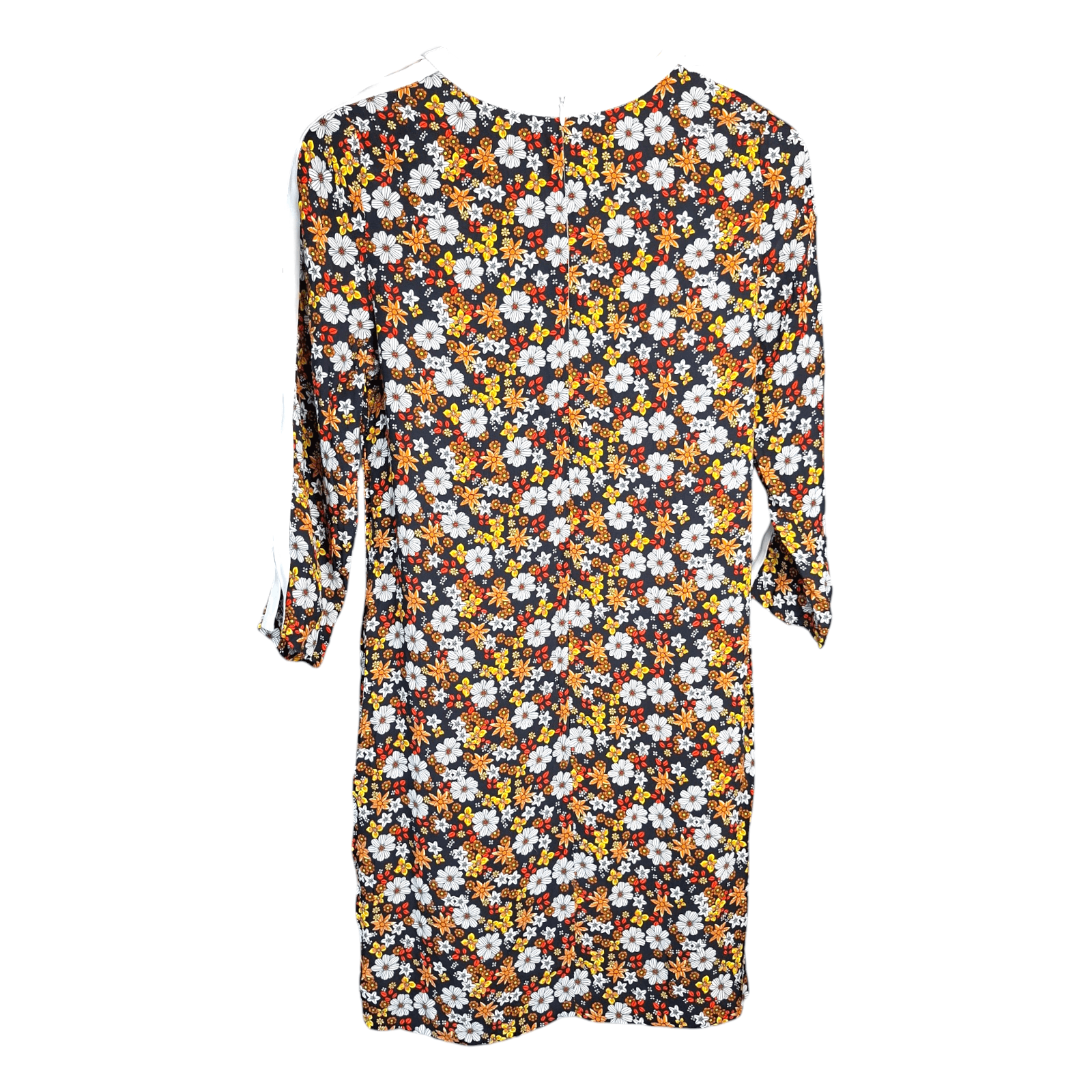 Sandro SANDRO Paris Floral Mini Dress White Trim Split Sleeve Retro Size XS / US 0-2 / IT 36-38 - 6 Thumbnail
