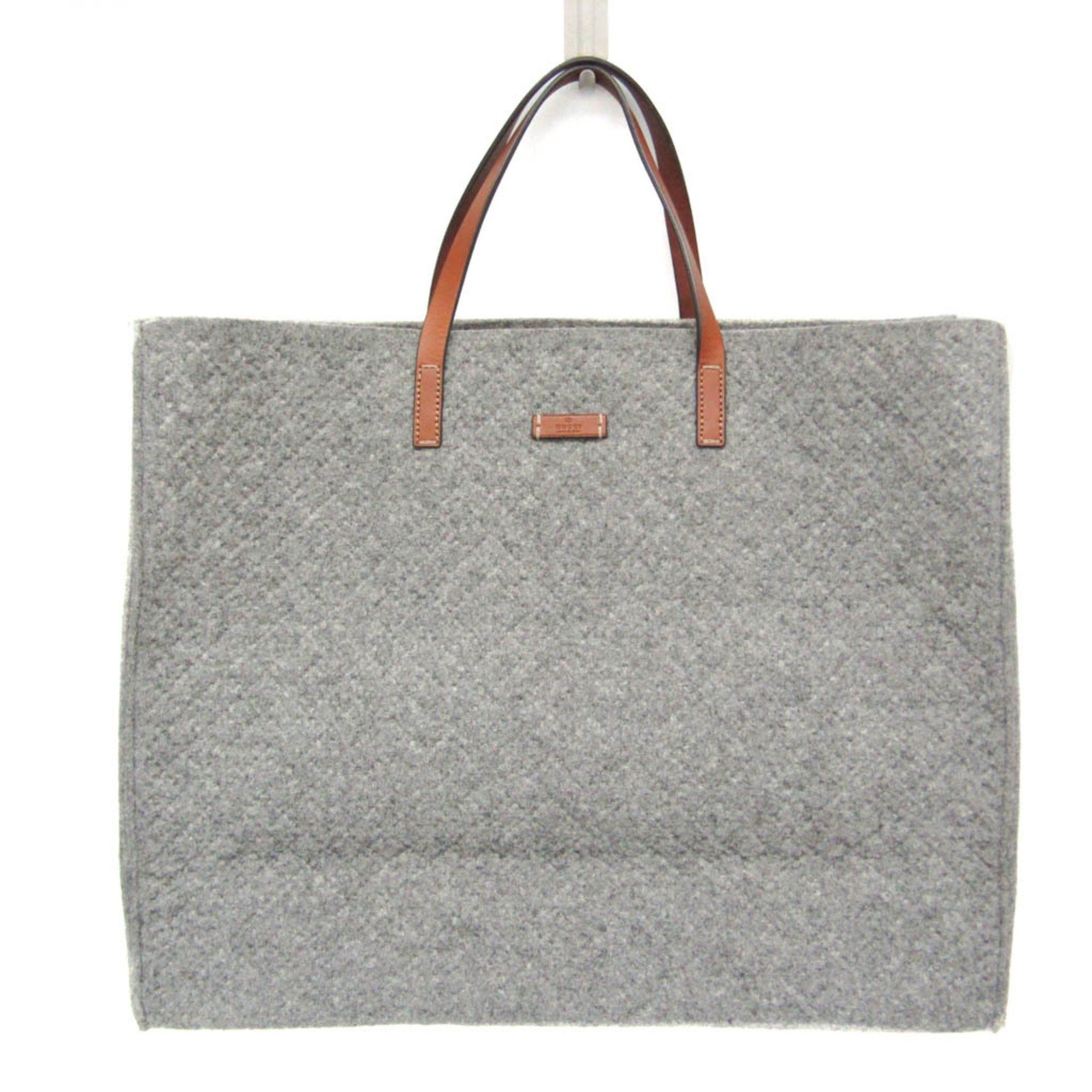 Gucci Gucci 295266 Men,Women Leather,Felt Tote Bag Brown,Gray Size ONE SIZE - 1 Thumbnail