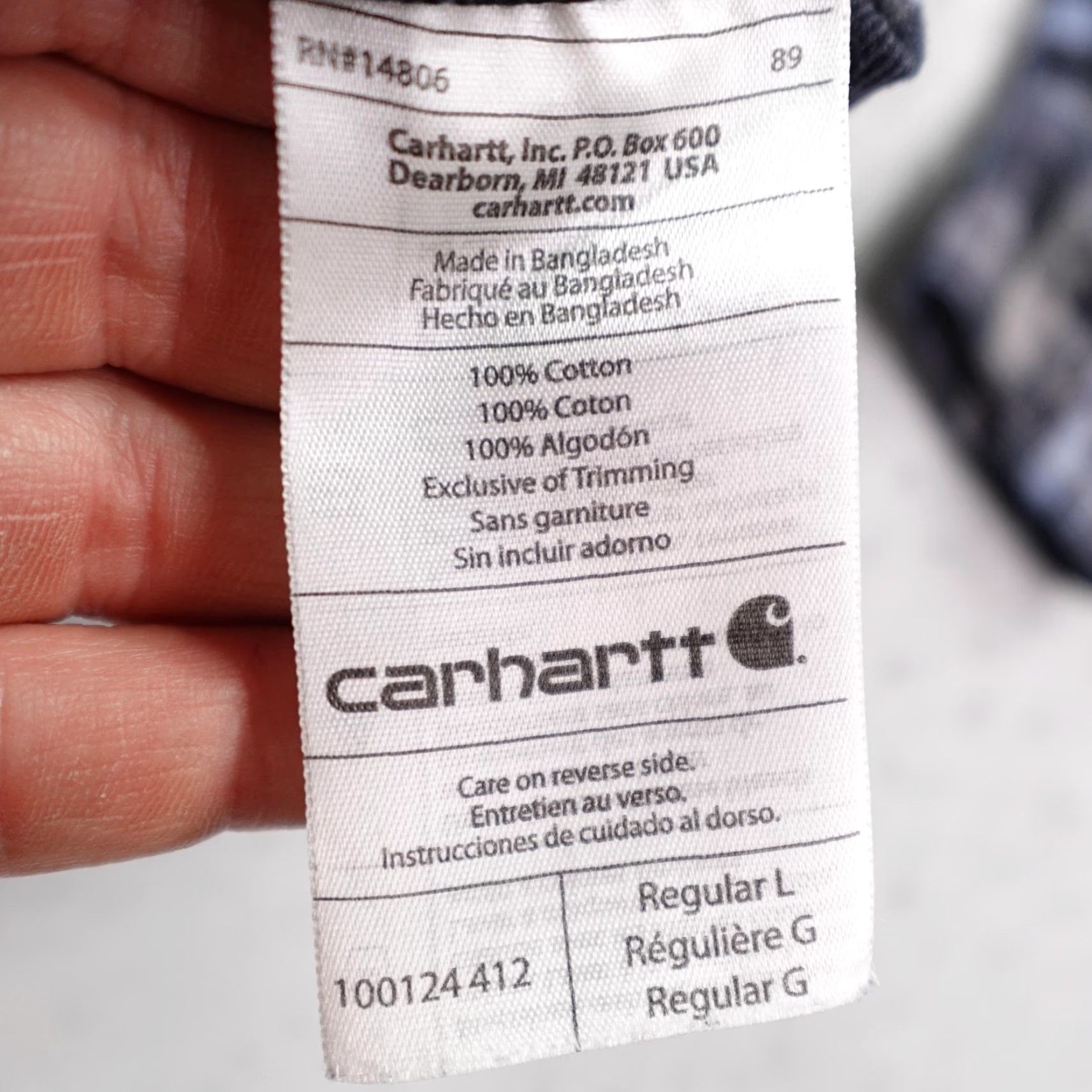 Carhartt Carhartt Shirt Mens Large Blue Gray Black Plaid Flannel Distressed Button Up Size US L / EU 52-54 / 3 - 5 Thumbnail
