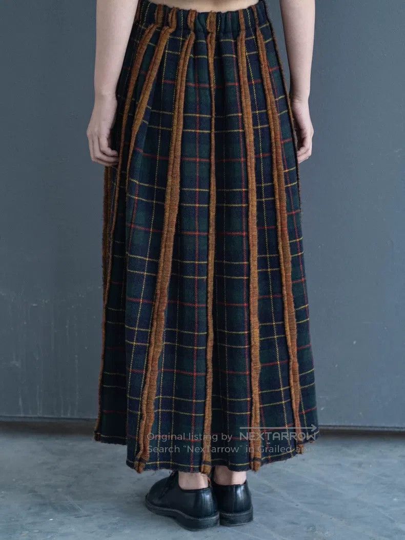 Comme des Garcons Comme Des Garcons Brown green check spliced half skirt Size 23" - 6 Thumbnail