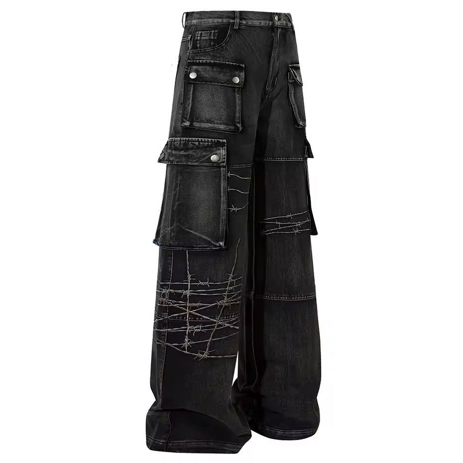 Designer × Jean × Vintage Y2K Vintage Streetwear Distressed Baggy Cargo Jeans Size US 33 - 9 Thumbnail