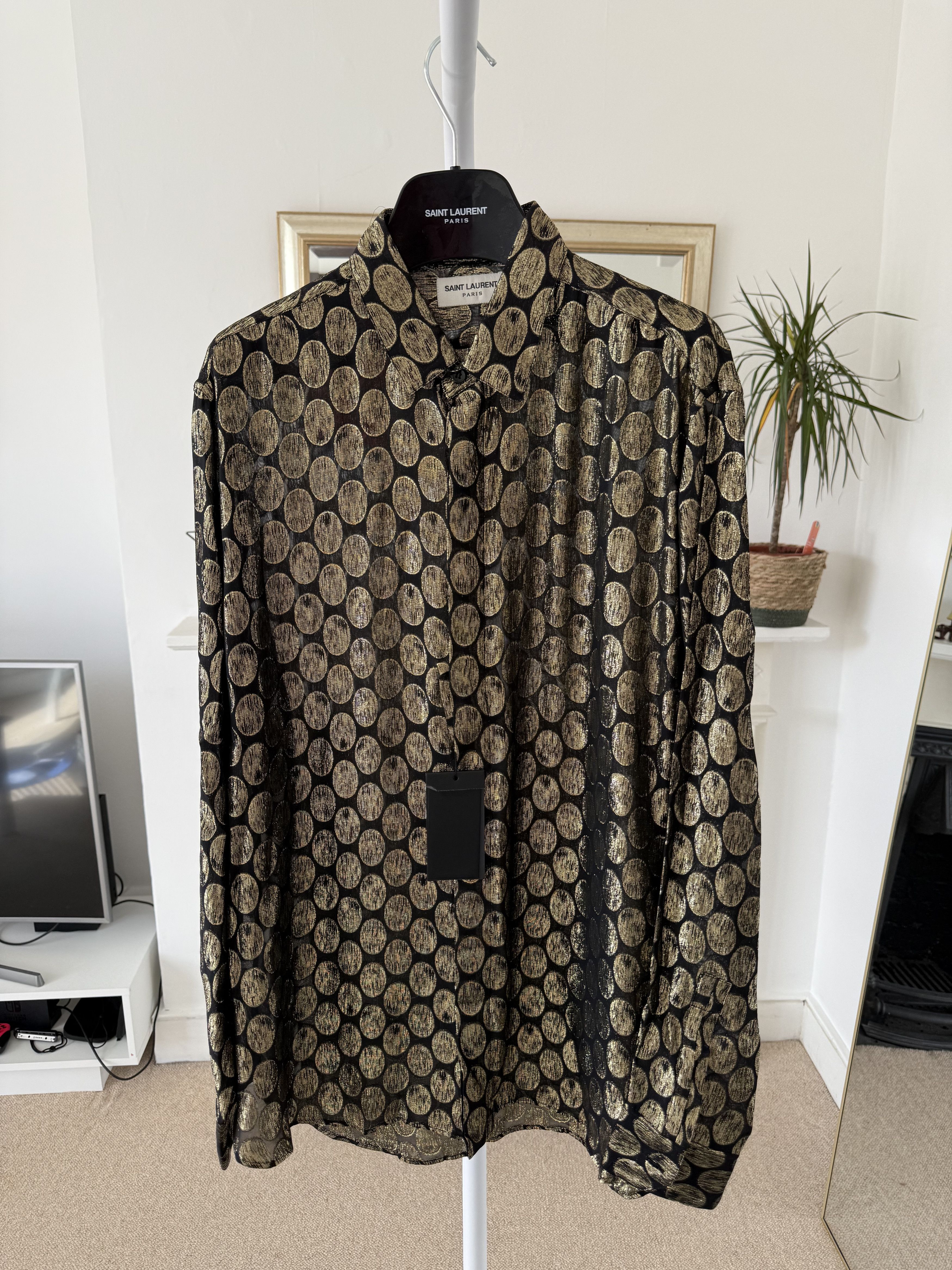 Saint Laurent Paris FW19 Saint Laurent Runway Silk Gold Oval Shirt Size US M / EU 48-50 / 2 - 2 Thumbnail