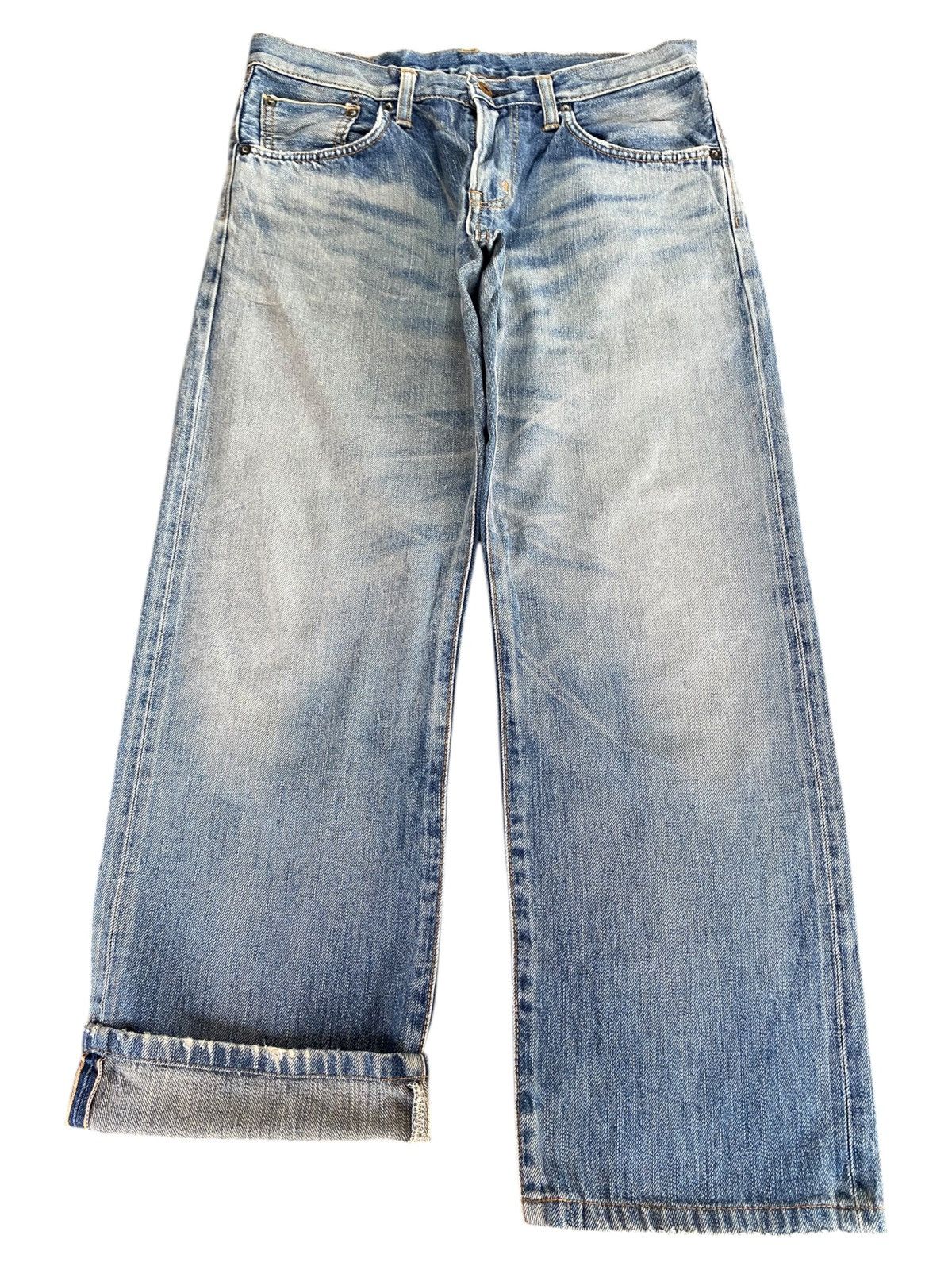 Edwin Insane Edwin 505 Orange Tab Selvedge Enough Baggy Jeans Size US 31 - 1 Thumbnail