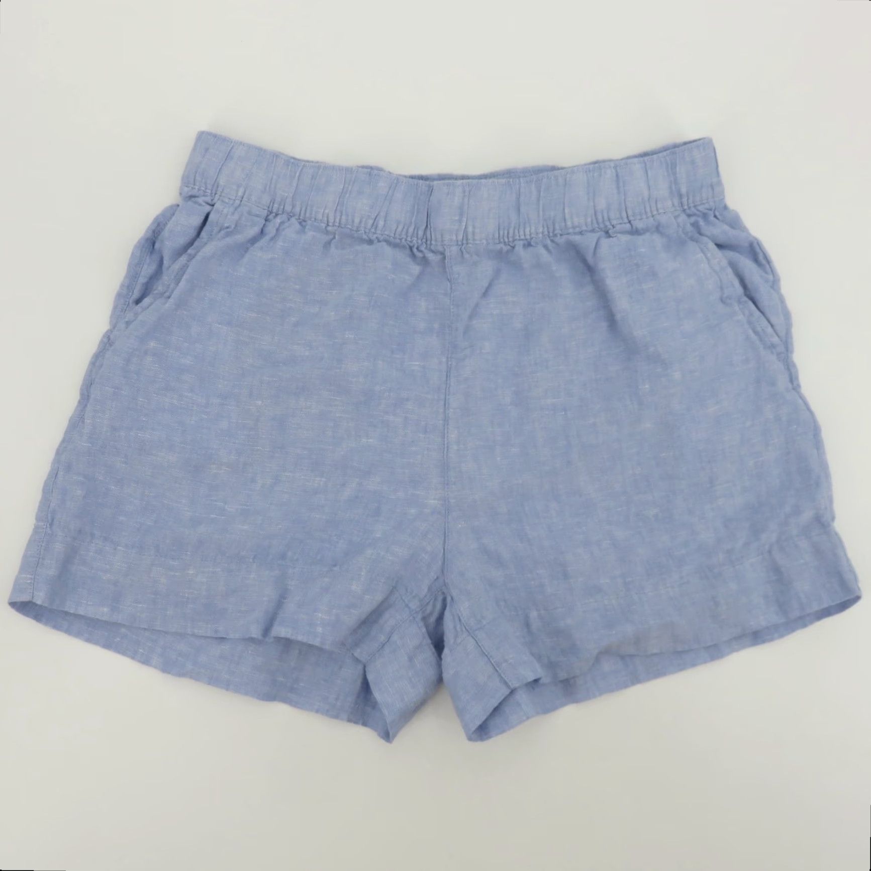 Vintage C&C California Women Large Blue Linen Shorts Stretch Waist Pockets Chino Casual Flat Front Pull On Size 36" / US 14 / IT 50 - 8 Thumbnail