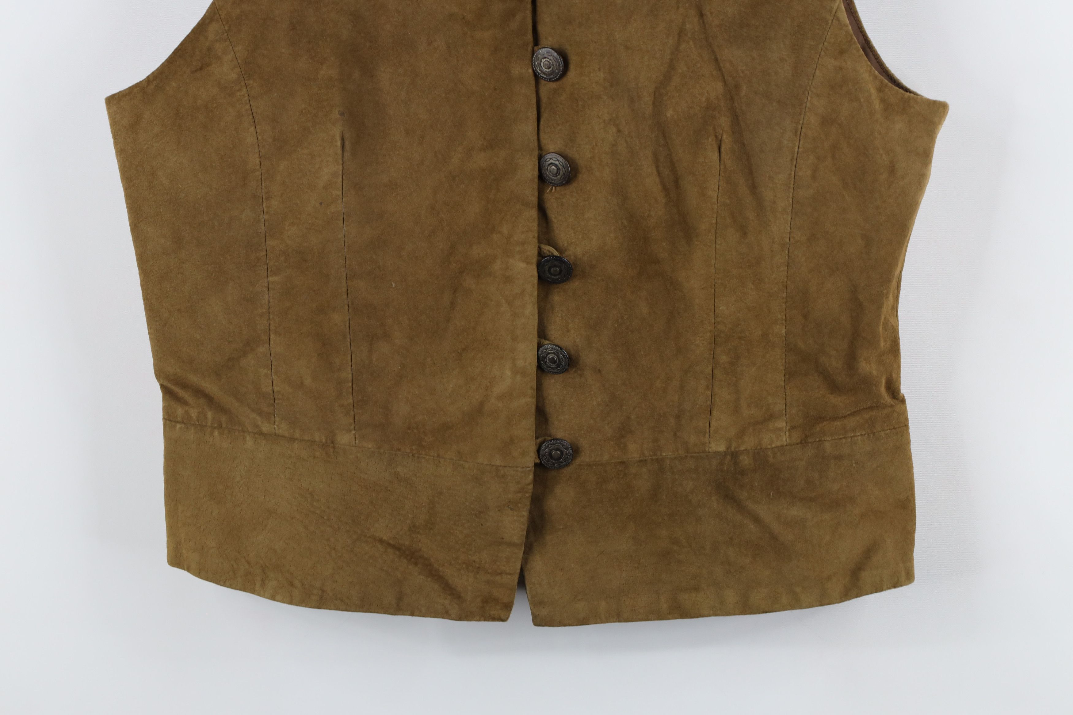 Vintage Vintage 90s Streetwear Suede Leather Military Style Vest Size S / US 4 / IT 40 - 3 Thumbnail