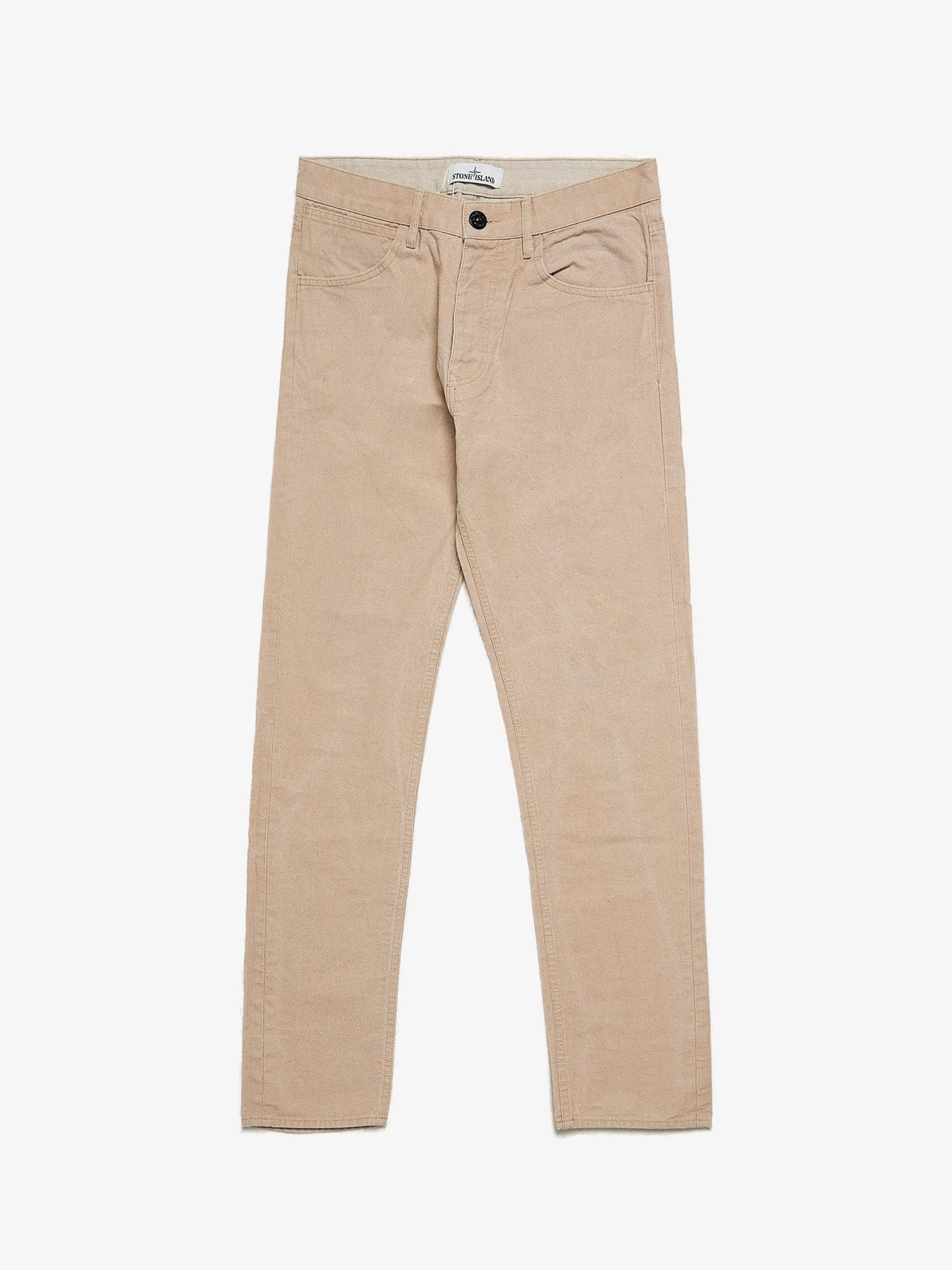 Beige Cotton and Hemp Blend Chino Pants