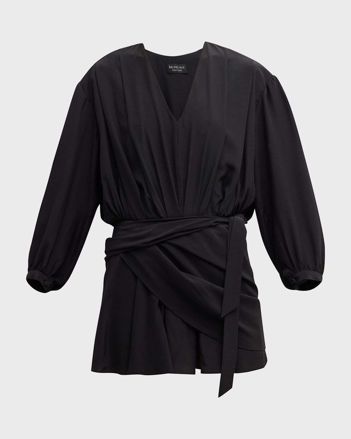 Balenciaga o1y0625 V-neck Mini Dress in Black Size S / US 4 / IT 40 - 1 Thumbnail