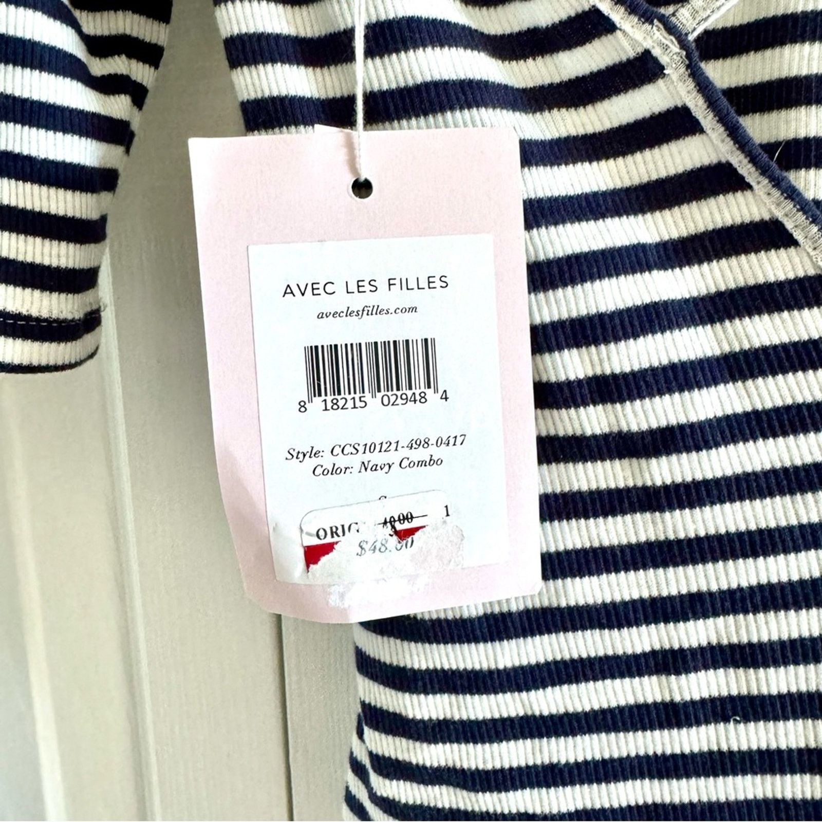 Avec Ces Freres NWT! Avec Les Filles Bodysuit, White/Navy Stripes, Size S Size S / US 4 / IT 40 - 11 Thumbnail