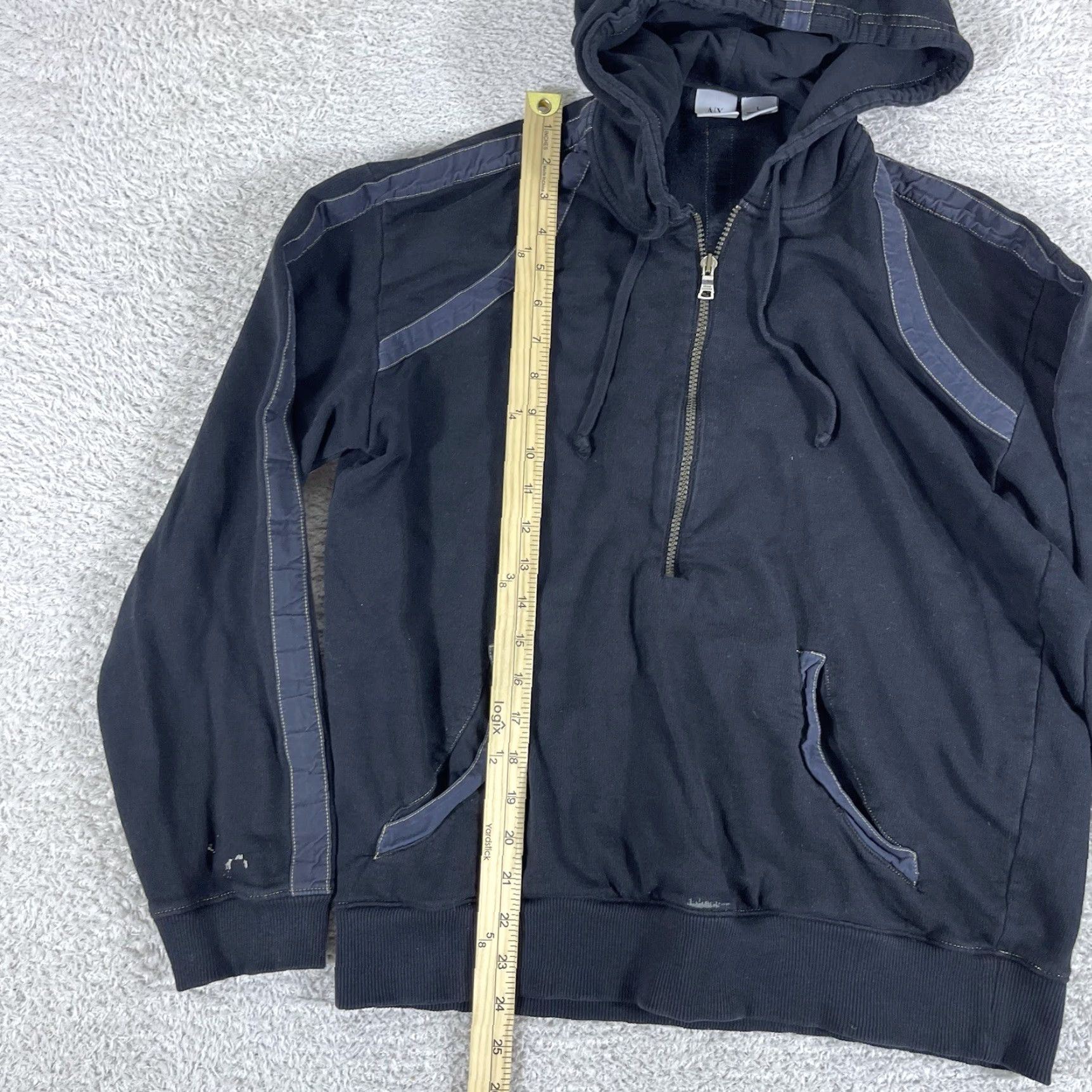 Armani Exchange AX Armani Exchange Hoodie Sweatshirt Women's L Black 1/2 Zip Pullover Y2K Size L / US 10 / IT 46 - 5 Thumbnail