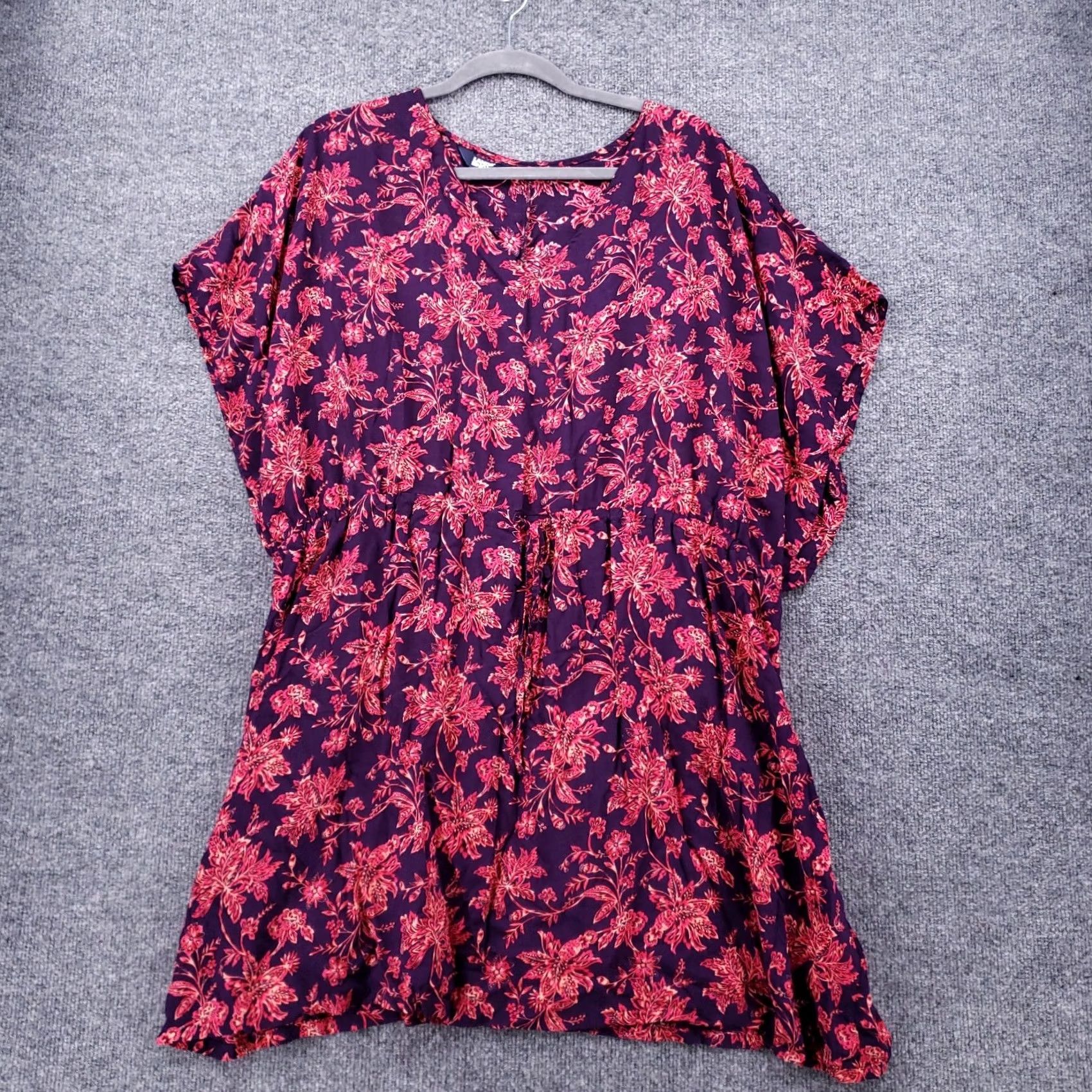 Lands' End Lands End Cover Up Women Medium Purple Floral Short Sleeve Swimwear Size 32" / US 10 / IT 46 - 2 Thumbnail