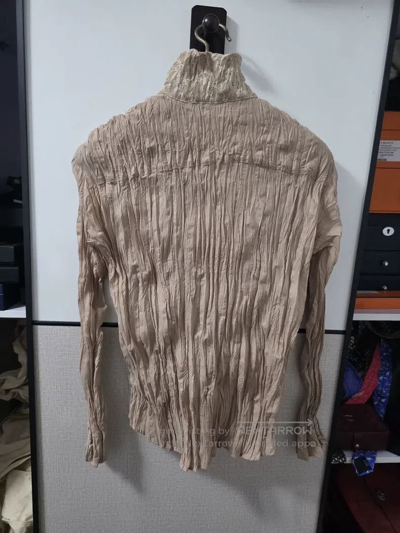 Issey Miyake Issey Miyake Vintage Beige Velvet Patterned Ruched Long-Sl Size M / US 6-8 / IT 42-44 - 2 Thumbnail