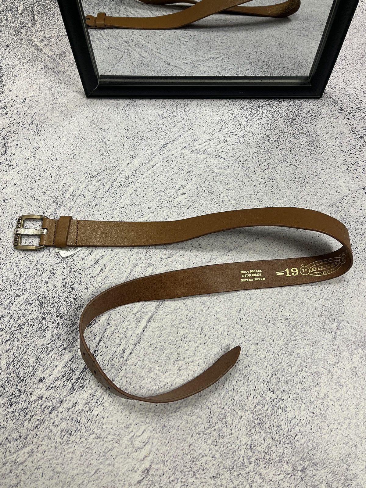 Diesel Diesel Leather Belt Big Metal Buckle Logo Brown Y2K Size ONE SIZE - 6 Thumbnail