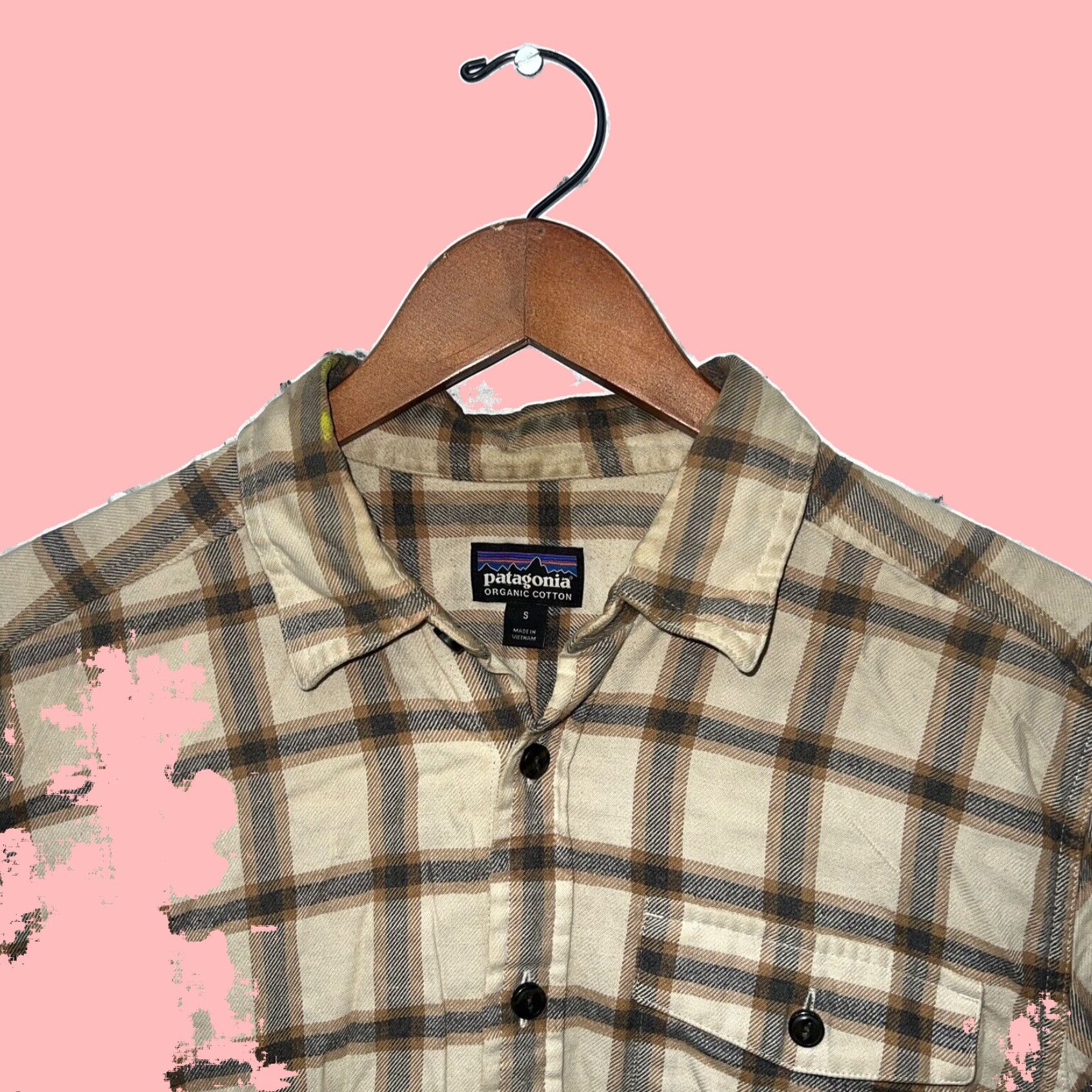 Patagonia Authentic Mens Plaid Beige Shirt Crafted from Soft Organic Cotton in Size Small Size US S / EU 44-46 / 1 - 2 Thumbnail