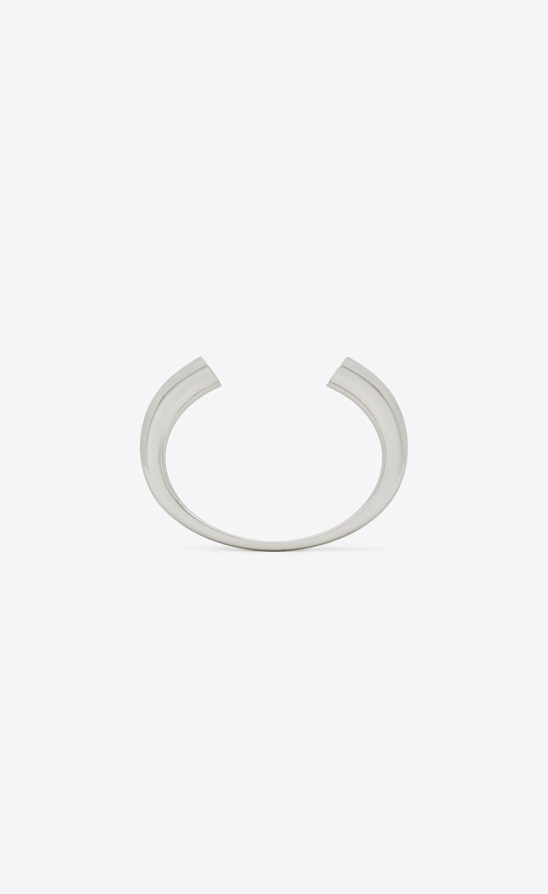 Saint Laurent Paris o1bcso1str0226 Size:L/Trumpet Cuff In Metal in Silver Size ONE SIZE - 4 Thumbnail