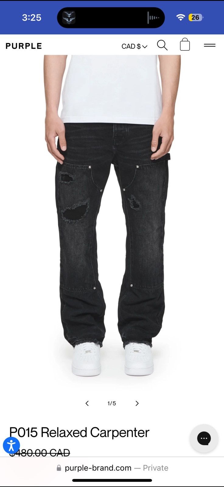 Purple Brand PURPLE BRAND P015 RELAXED CARPENTER - BLACK Size US 28 / EU 44 - 6 Thumbnail