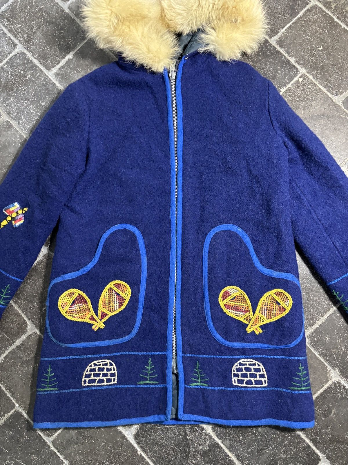 Vintage Vintage Wool Coat Duffle Jacket Inuit Eskimo Fur Parka Hood Size US S / EU 44-46 / 1 - 18 Thumbnail