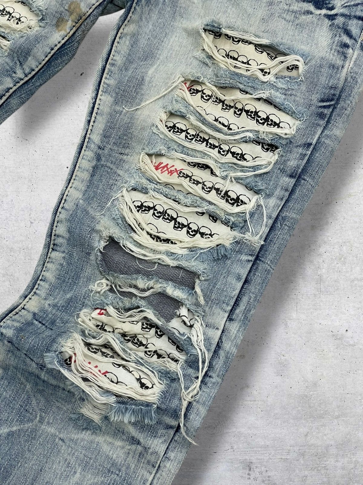 Hysteric Glamour VINTAGE JAPAN SKULL RIPPED DISTRESS PUNK CHUXXX 90S DENIM Size US 28 / EU 44 - 6 Thumbnail
