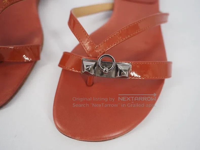 Hermes Hermes Red Studs Herringbone Flip Flops Size 35 Size US 4.5 / IT 34.5 - 3 Thumbnail