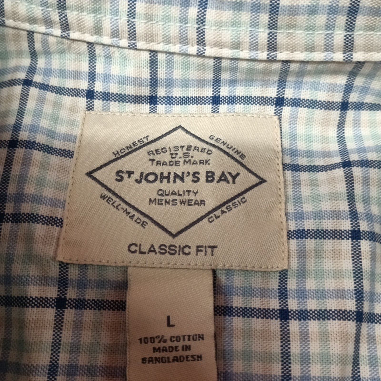 St. Johns Bay St John’s Bay Shirt Men's Size L Multi White Grid Check Size US L / EU 52-54 / 3 - 4 Thumbnail