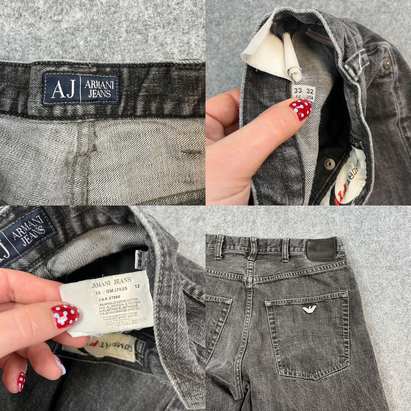 Vintage Armani Jeans Jeans Regular Straight 32 Dark Wash Grey Stretch GA Mens Casual 5-Pocket Design Size US 32 / EU 48 - 8 Thumbnail