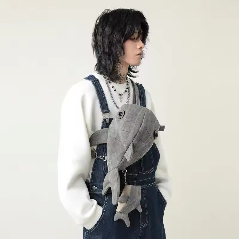 Japanese Brand Canvas Crossbody Shark Bag Size ONE SIZE - 3 Thumbnail