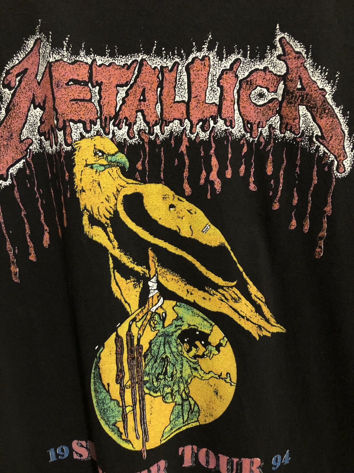 Band Tees × Metallica × Vintage VTG Metallica Bleeding 1994 Summer Tour Eagle T Shirt Black Size US XL / EU 56 / 4 - 3 Thumbnail