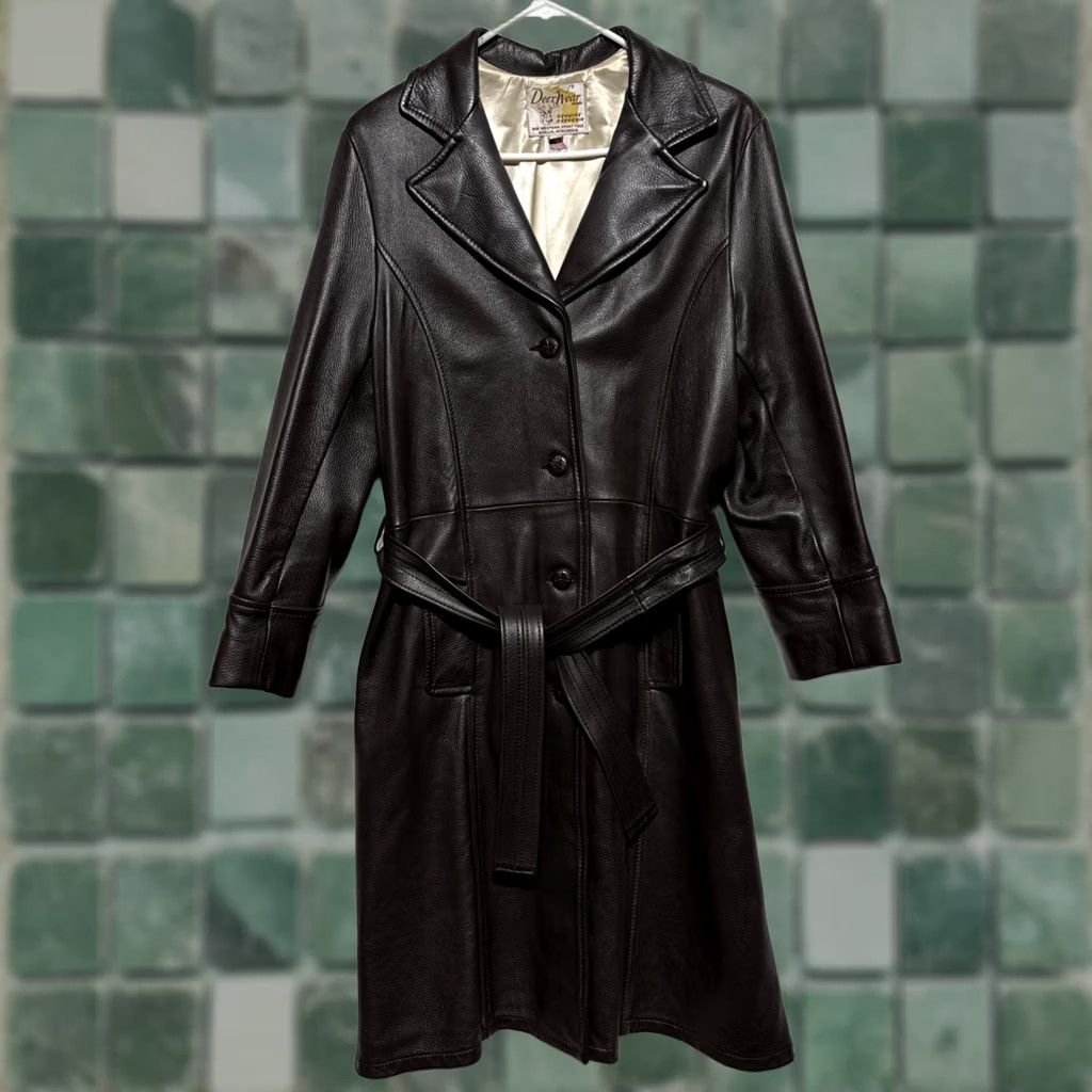 Vintage VINTAGE Deer Wear Genuine Deer Leather Jacket Women's L Brown Long Coat Size L / US 10 / IT 46 - 1 Thumbnail
