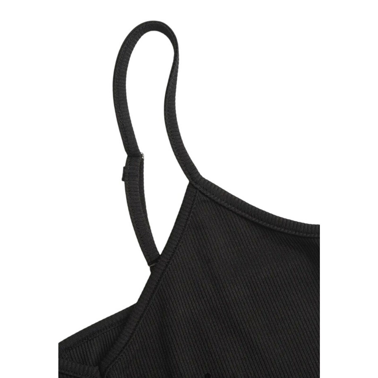 Cider Cider Solid Black Slim Fit Mid Rise V-Neck Cami Maxi Dress Size L / US 10 / IT 46 - 6 Thumbnail