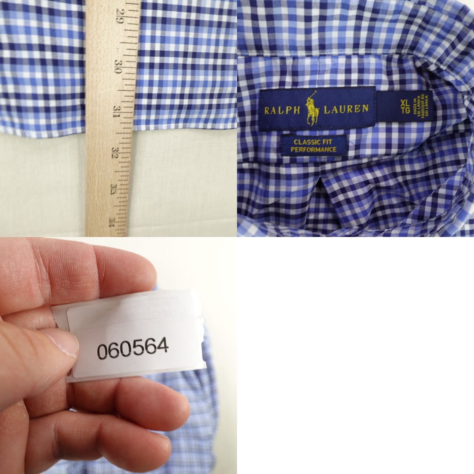 Ralph Lauren VINTAGE Ralph Lauren Shirt Mens XL Blue Gingham Plaid Classic Fit Button-Up Size US XL / EU 56 / 4 - 8 Thumbnail
