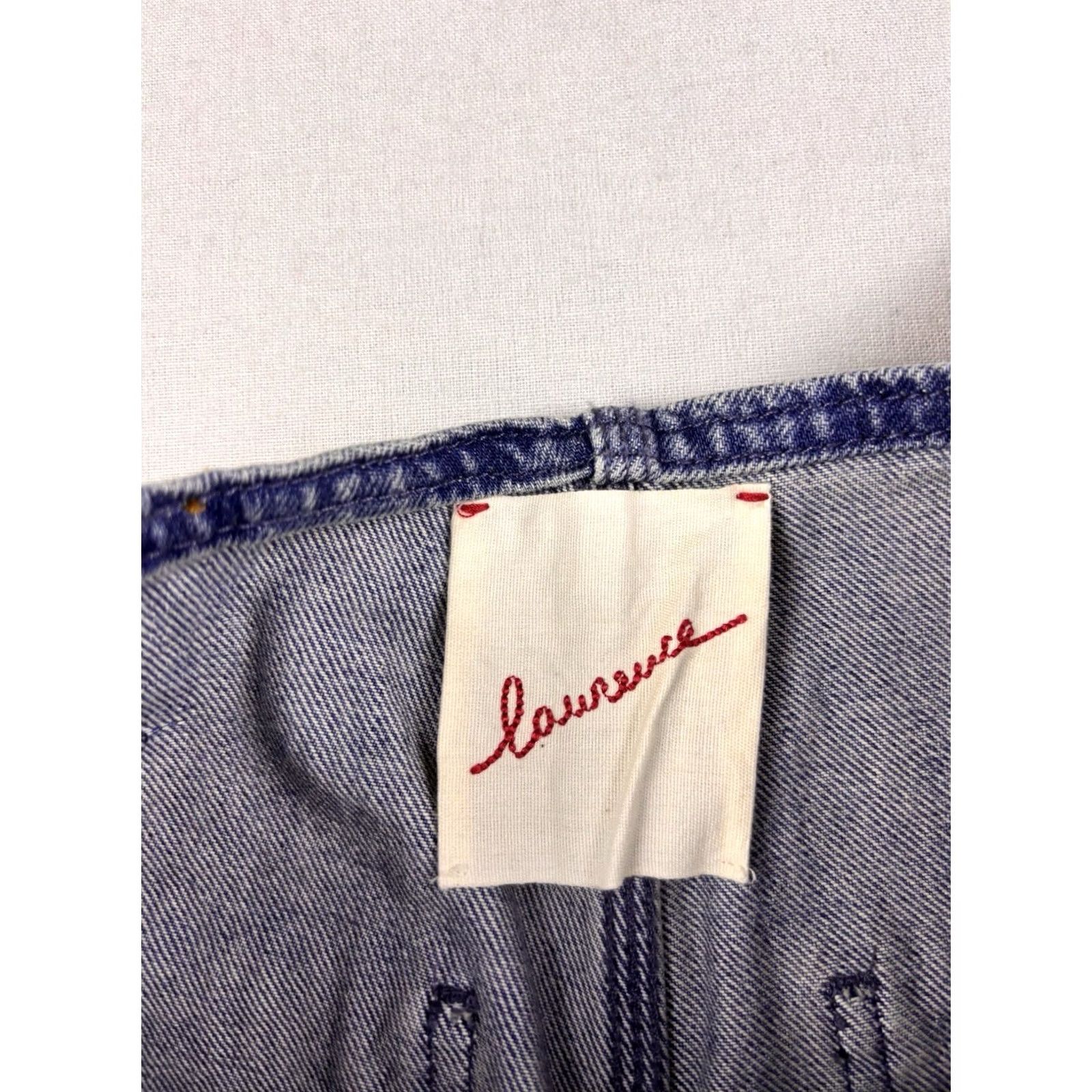 Vintage Laurence Bras Pants Women 25x30 Denim Jeans Wide-Leg Button Closure Blue Carpenter Regular Inseam 30 Womens Buttons Vintage No Size 42" / US 20 - 7 Thumbnail