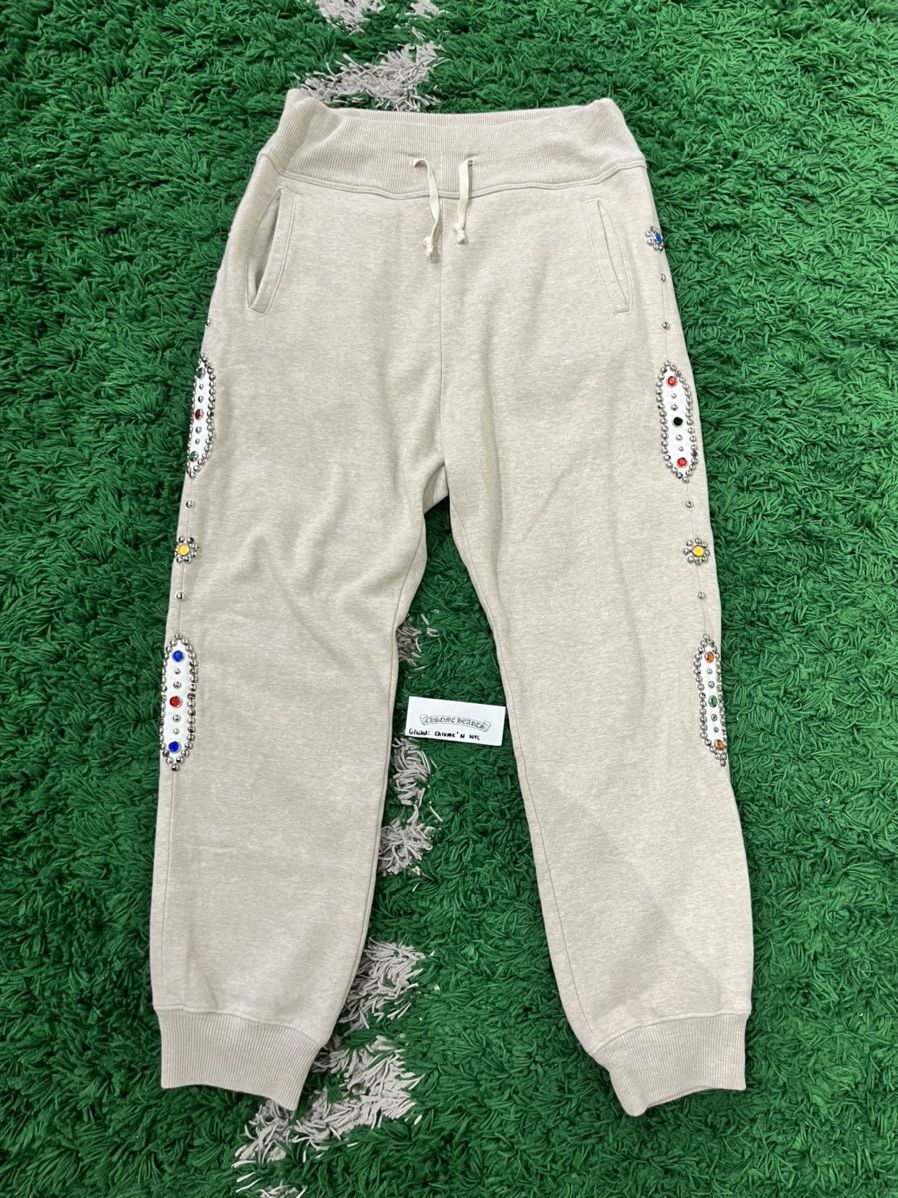 image of Kapital Gem Studded Sweatpants Grey in Heaher Gray, Men's (Size 34)