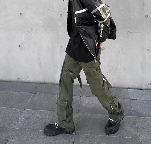 Japanese Brand High Street Style Zip Retro Army Green Cargo Pants Size US 32 / EU 48 - 3 Thumbnail