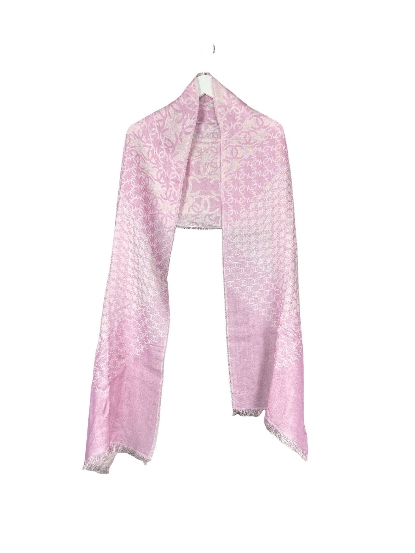 Chanel Chanel Logo Pattern Silk Cashmere Scarf Size ONE SIZE - 1 Thumbnail