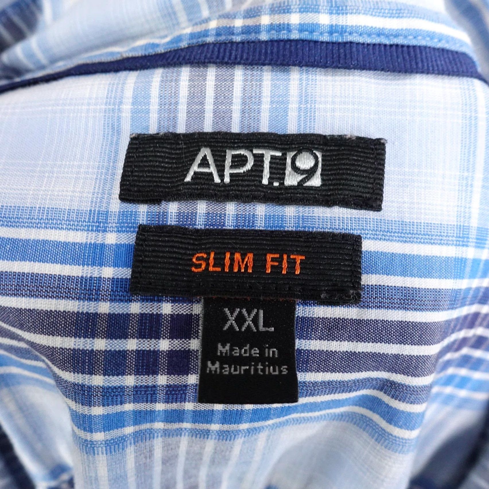 Apt. 9 APT.9 Shirt Mens 2XL Blue Plaid Short Sleeve Slim Fit Button Front Cotton Size US XXL / EU 58 / 5 - 6 Thumbnail