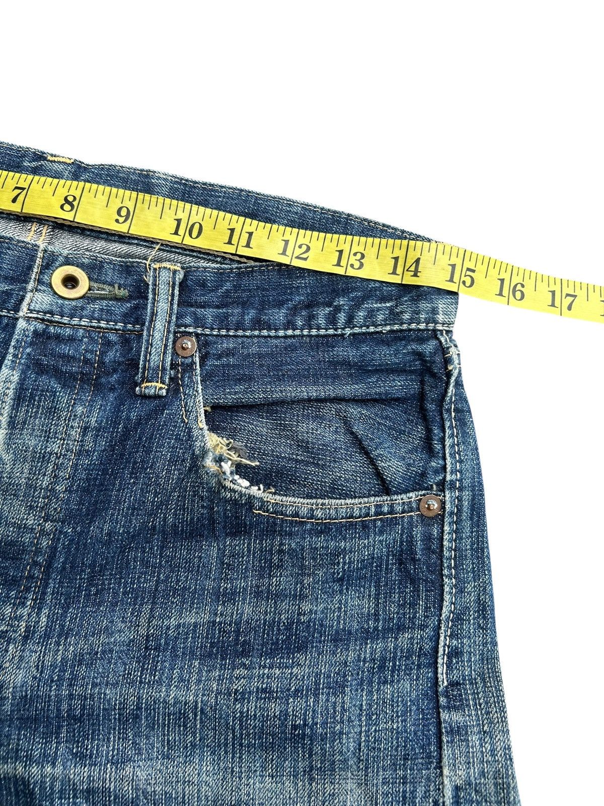 Kapital Vintage Japanese Brand Stormy Blue Selvedge Distressed Denim Size US 30 / EU 46 - 17 Thumbnail