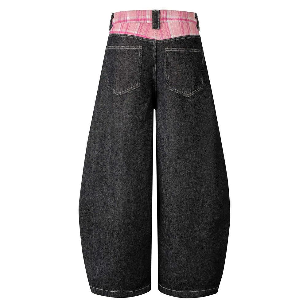 Jean Contrast stitching fake two-piece wide-leg scimitar jeans Size US 32 / EU 48 - 2 Thumbnail