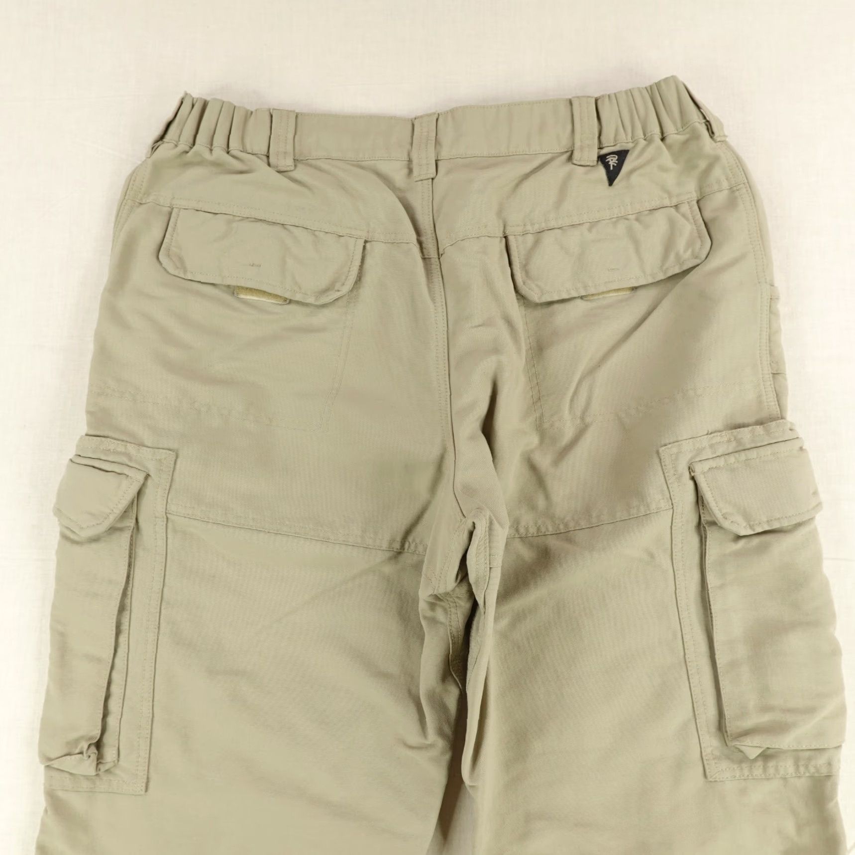 Rails Rail Riders Pants Large Beige Cargo Baggy Hiking Tactical Outdoors Nylon Pockets Elastic Waist Front Flat Mens Size US 35 - 6 Thumbnail