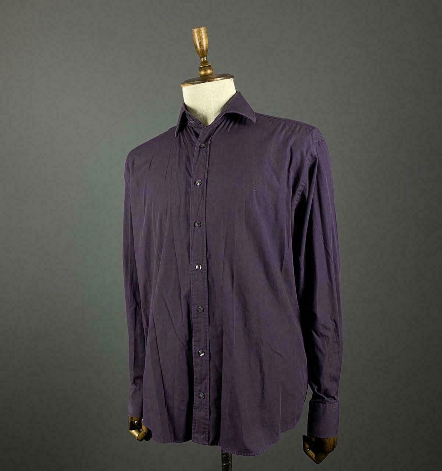 Yves Saint Laurent Vintage YSL Yves Saint Laurent Purple Dress Shirt 42 16 Size US M / EU 48-50 / 2 - 1 Thumbnail