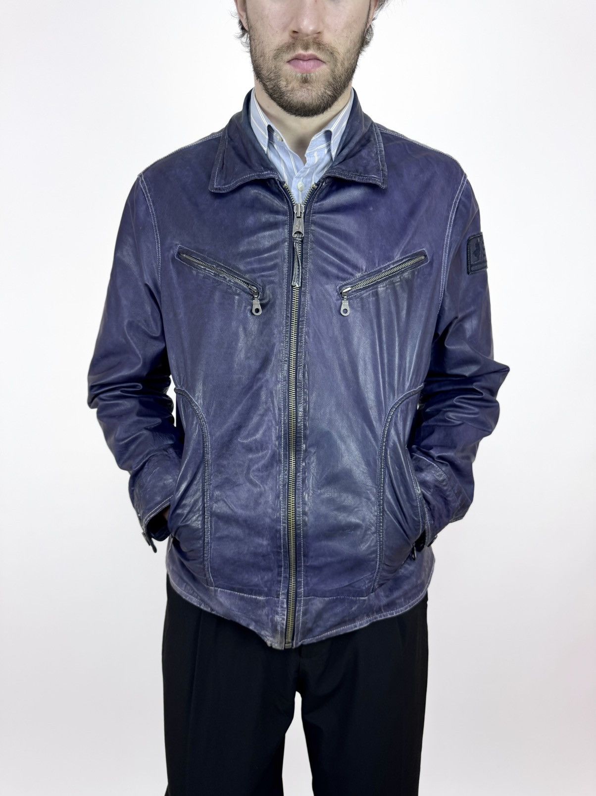Marlboro Marlboro Classic Leather Jacket Faded Blue Mens Size 2XL Size US XXL / EU 58 / 5 - 5 Thumbnail