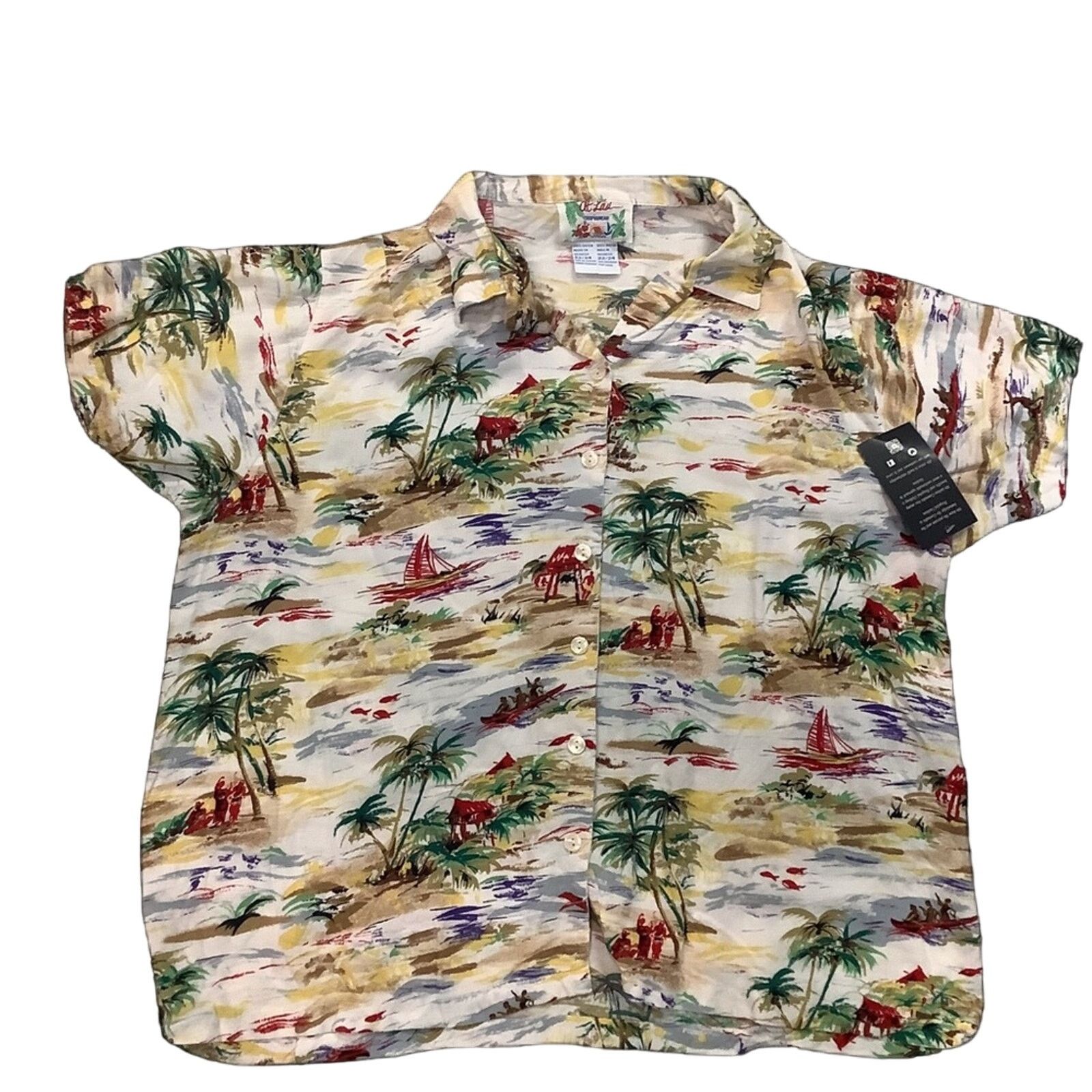 Vintage Vintage At Last Hawaiian print button down Shirt Size US XL / EU 56 / 4 - 1 Thumbnail