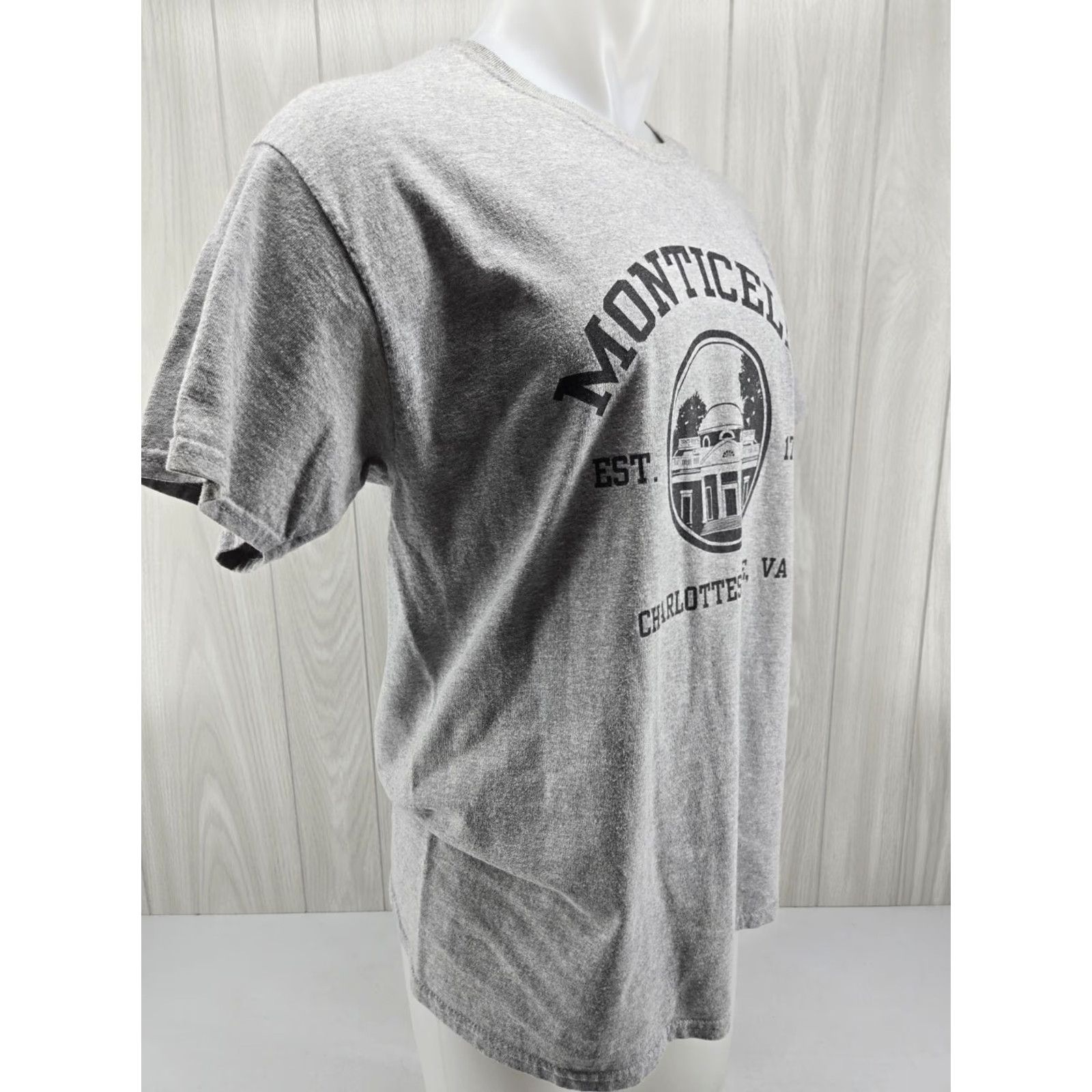 Gildan VINTAGE Monticello Charlottesville VA Gray T Shirt Large Gildan Men Short Sleeve Crew Neck Graphic Print Shirt Size US L / EU 52-54 / 3 - 6 Thumbnail