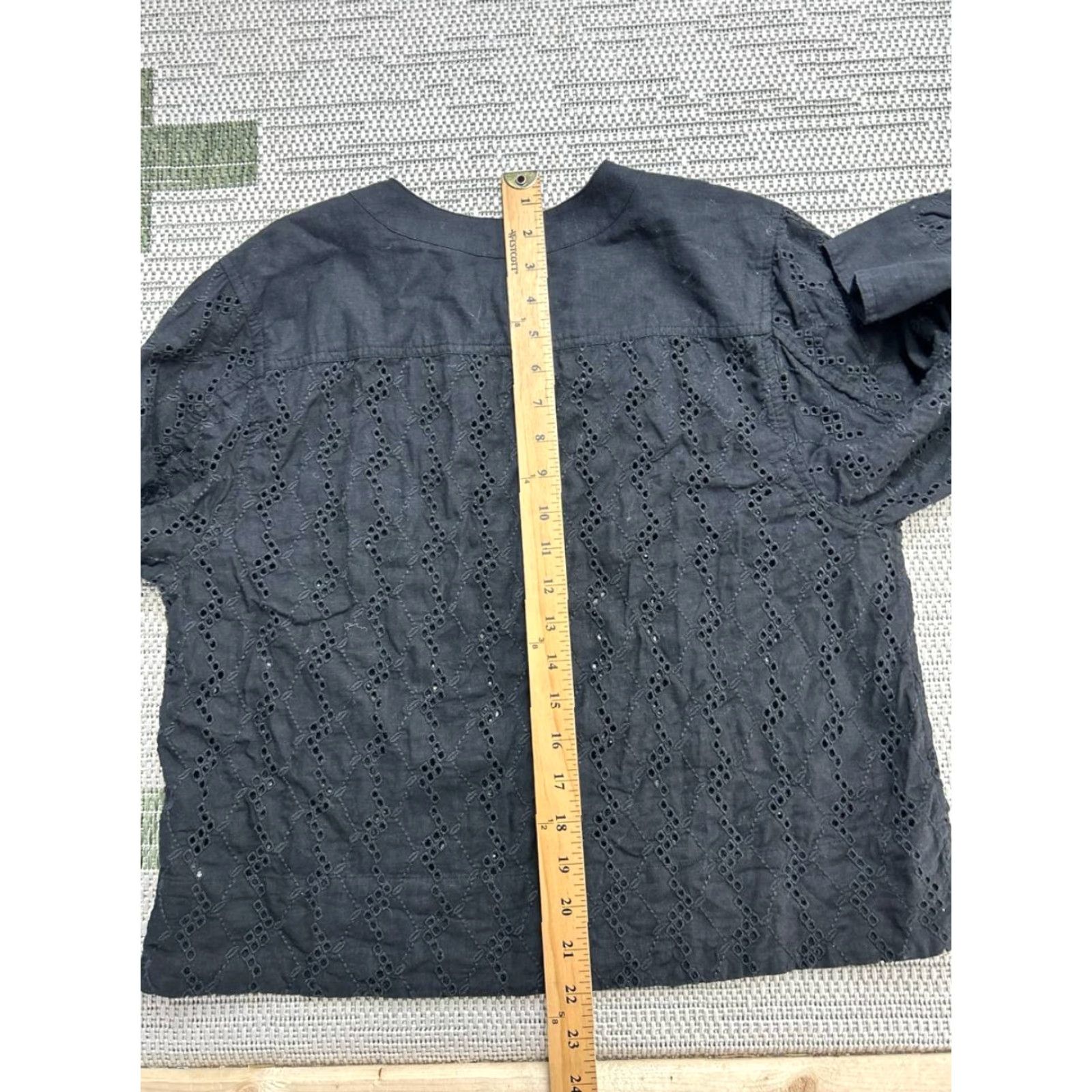 Madewell Madewell Shirt Womens Small Black Linen Blend Henley Size S / US 4 / IT 40 - 7 Thumbnail