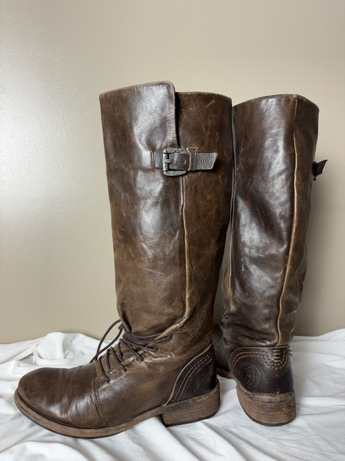 Leather LEATHER BONDAGE MOTO BOOTS LACE UP Size US 7 / IT 37 - 2 Thumbnail