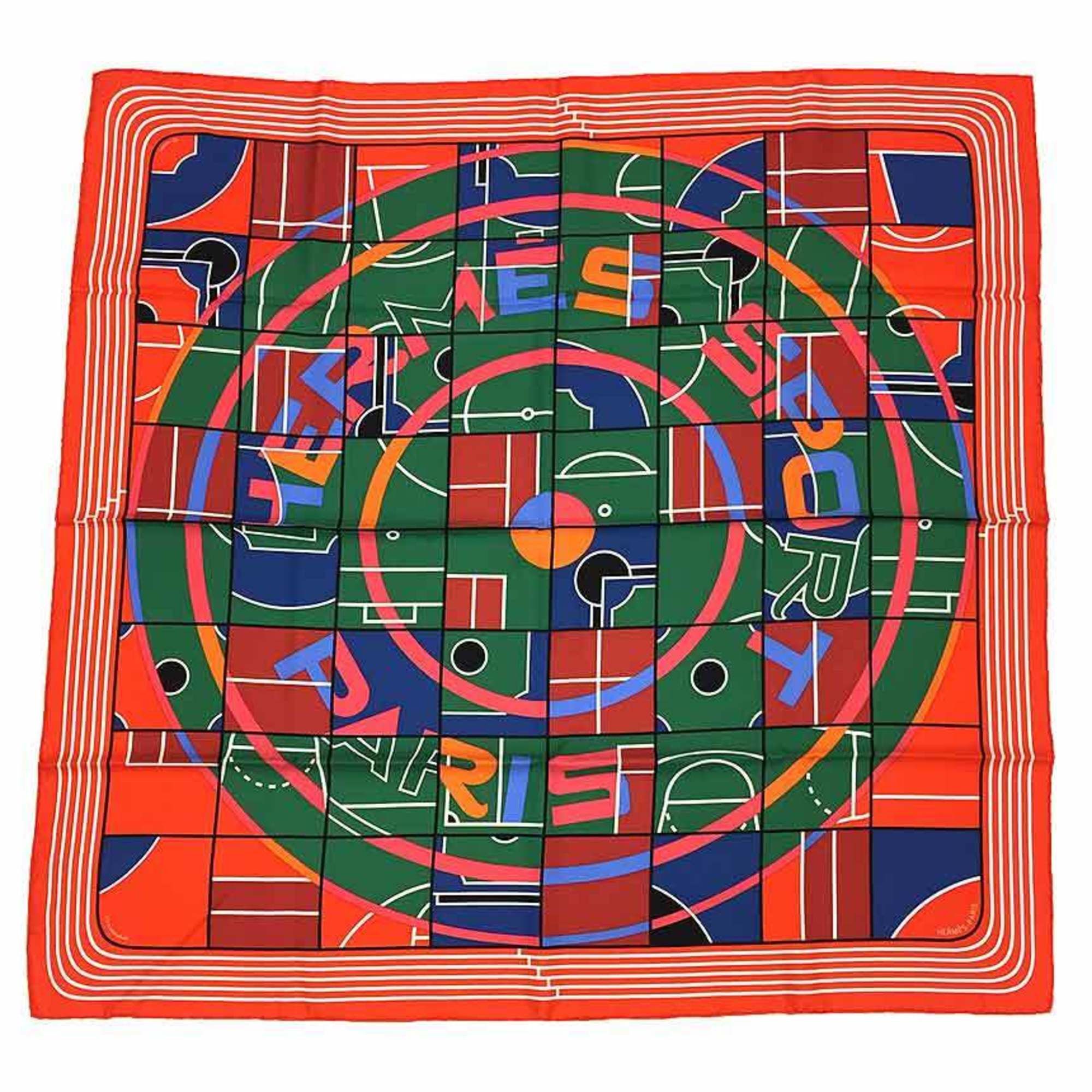 Hermes HERMES scarf/muffler, Carre 90, SPORT, CAPUCINE/VERT/BLEU, 100% silk. Size ONE SIZE - 1 Thumbnail