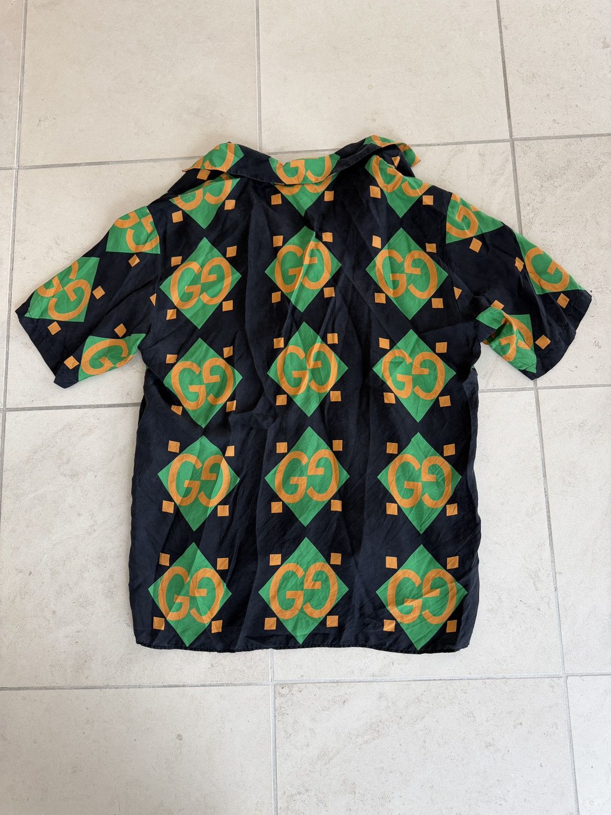 Gucci Gucci GG Monogram Silk Bowling Shirt Size 48 Black Green Size US M / EU 48-50 / 2 - 7 Thumbnail